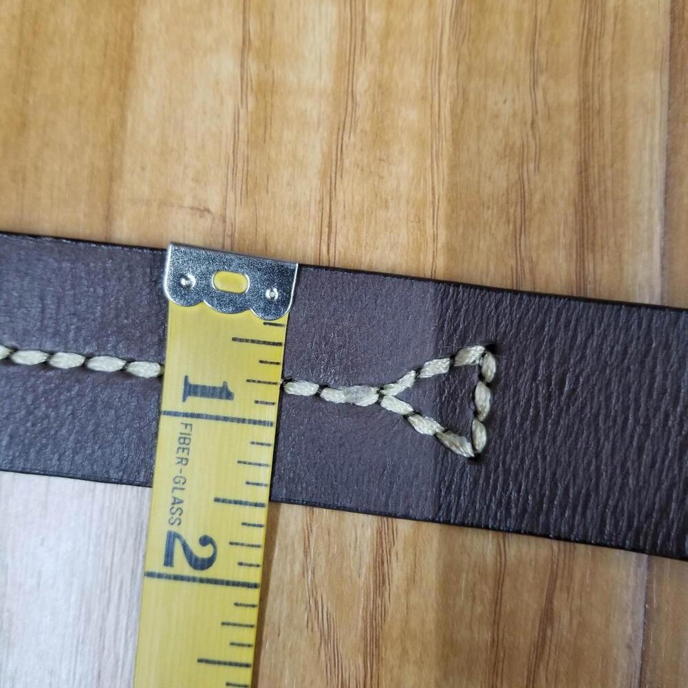 Men's Thick Stitched Genuine Leather Belt Brown 42 Fits 41"- 44" - Picture 9 of 11